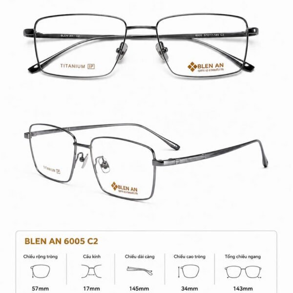 Gọng kính BLEN AN Titanium nửa viền 6002