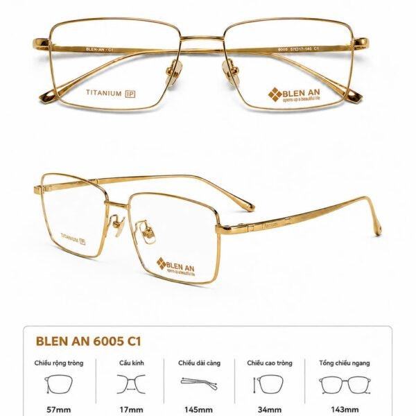 Gọng kính BLEN AN Titanium nửa viền 6002