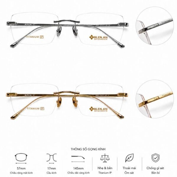 Gọng kính BLEN AN Titanium nửa viền 6002